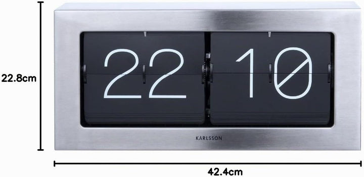 Karlsson Wand-/Tischuhr Boxed Flip - Gebürsteter Stahl - 37x17,5x9cm - Rechteck - Stahl - Standuhr -
