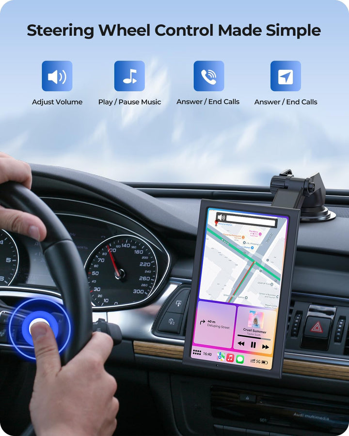 7” tragbarer CarPlay Display für Autos, 60FPS Car Play für Apple CarPlay &amp; Android Auto, Auto Displa