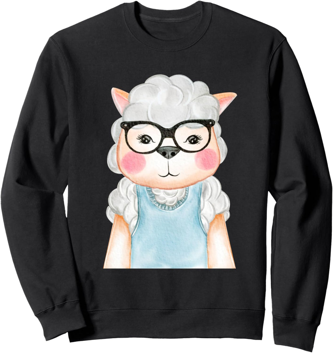 Schaf mit Nerd Brille Hipster Bauer Schäfchen Lämmchen Lamm Sweatshirt