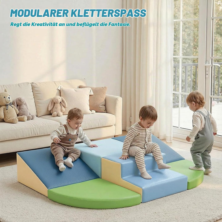 Schaumstoff Bausteine Kinder Klettern Indoor - 6 PCS Softbausteine Riesenbausteine für Baby Motorik