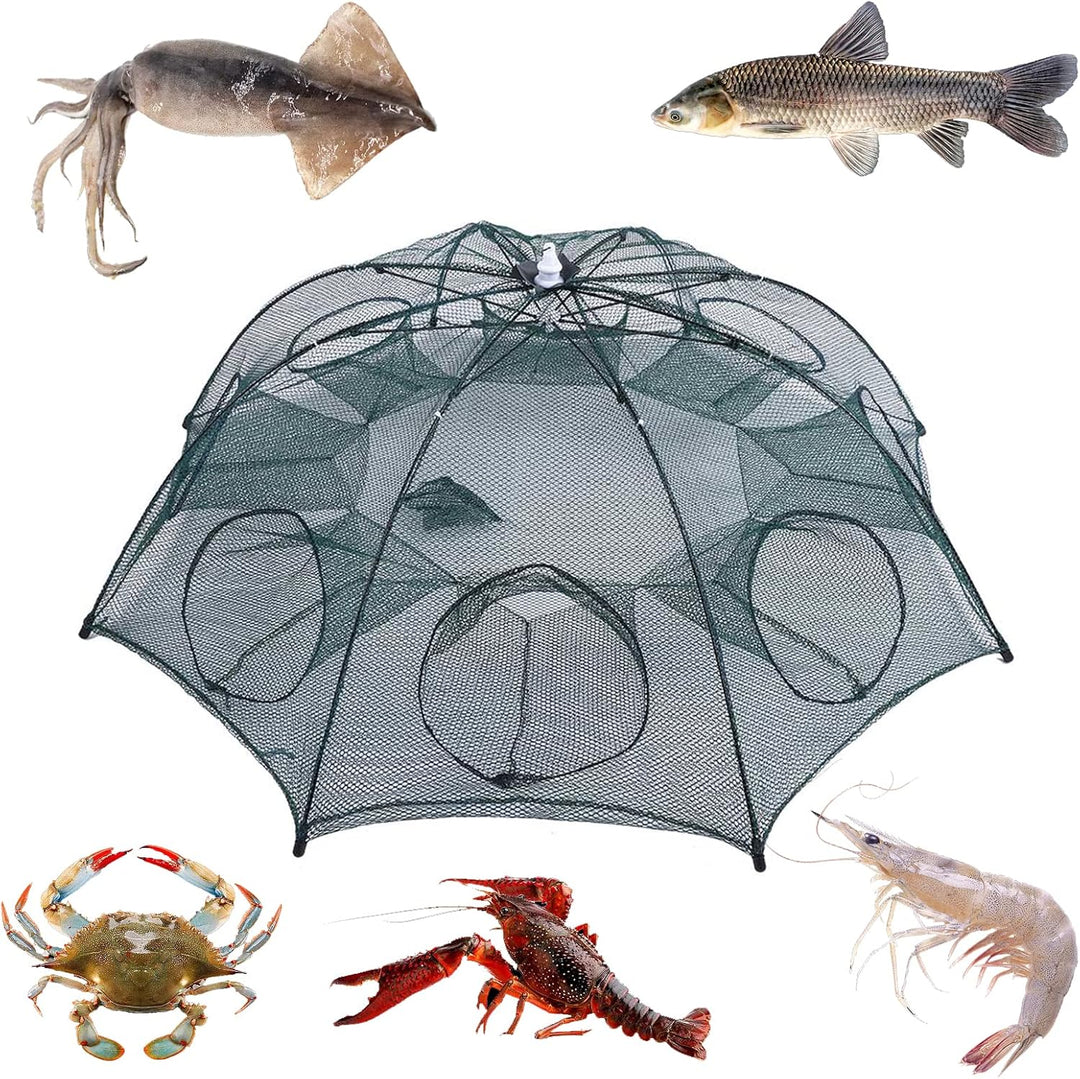 Fischernetz, tragbares Fischreusennetz, 8-Loch-Fischreusen, Fischnetz, faltbares Nylon-Fischernetz z