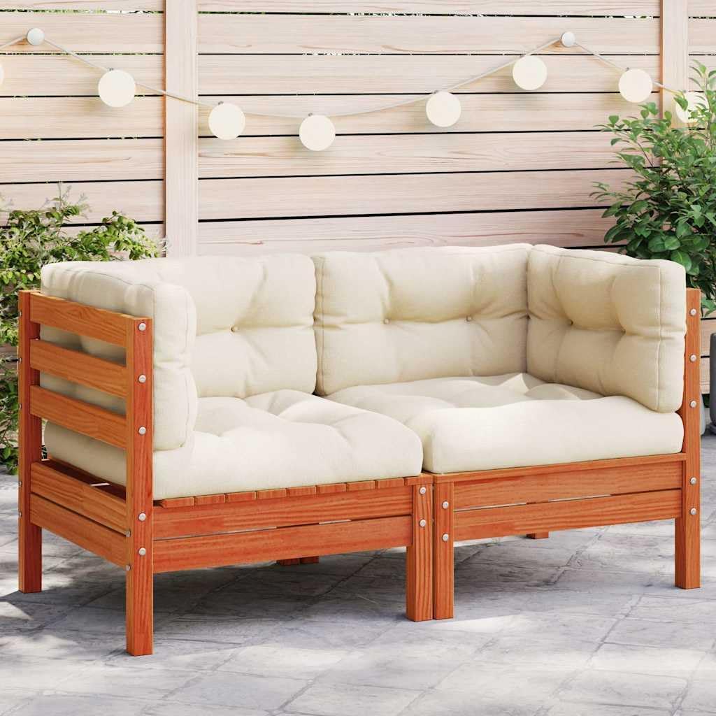 vidaXL Garten Ecksofa mit Kissen 2 STK., Sofa für Garten Terrasse, Gartensofa mit Latten-Design, Gar