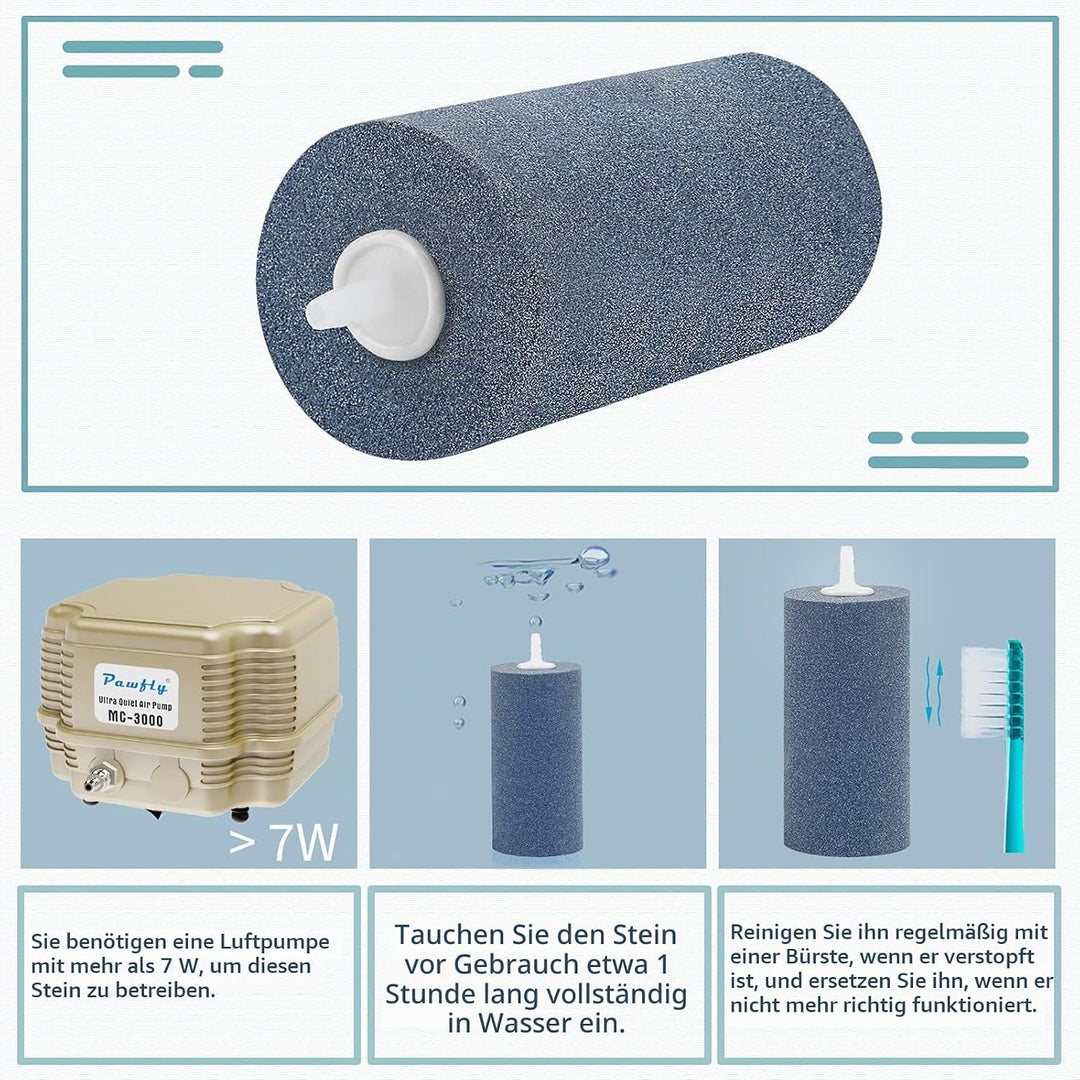 Pawfly 2 PCS grosser Luftstein-Zylinder 10 cm, Luftblasen-Diffusor für Teich und Aquarium Fischbecke