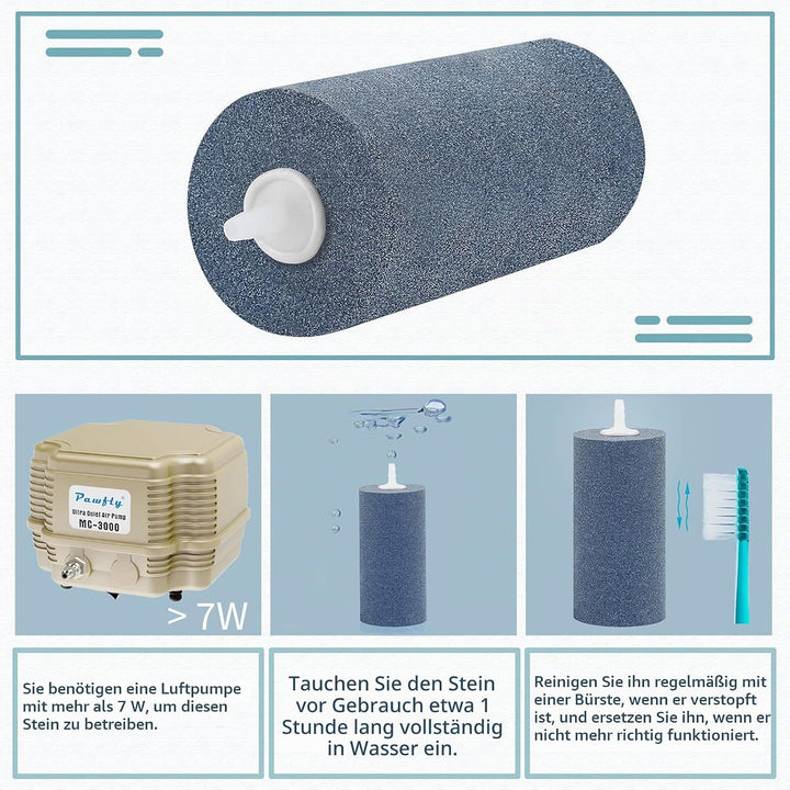 Pawfly 2 PCS grosser Luftstein-Zylinder 10 cm, Luftblasen-Diffusor für Teich und Aquarium Fischbecke