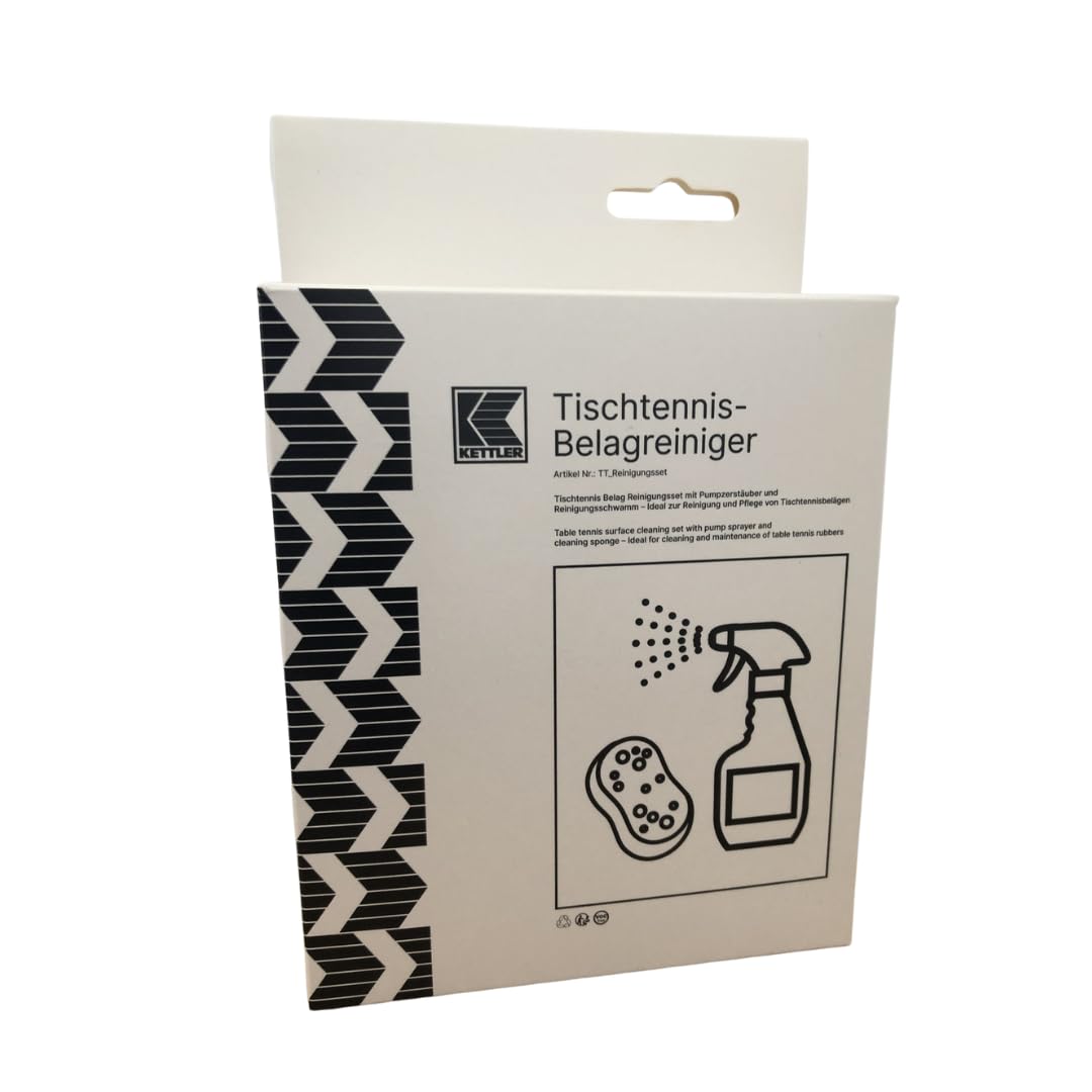 KETTLER Tischtennis Reinigungs-Set I Reinigungsschwamm I Belag Reiniger I 100ml I Premium Pflege