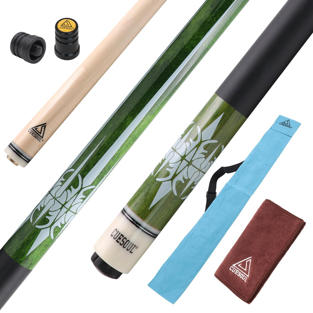 CUESOUL 58 Zoll Pool-Queue,21oz,13 mm Spitze, Billard-Queue mit Irish Wrap, verpackt in blau/brauner
