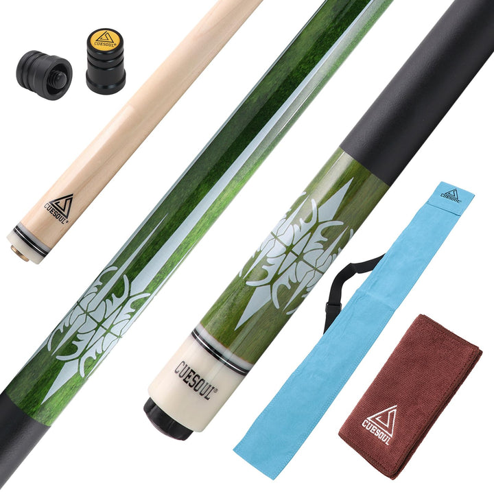 CUESOUL 58 Zoll Pool-Queue,21oz,13 mm Spitze, Billard-Queue mit Irish Wrap, verpackt in blau/brauner