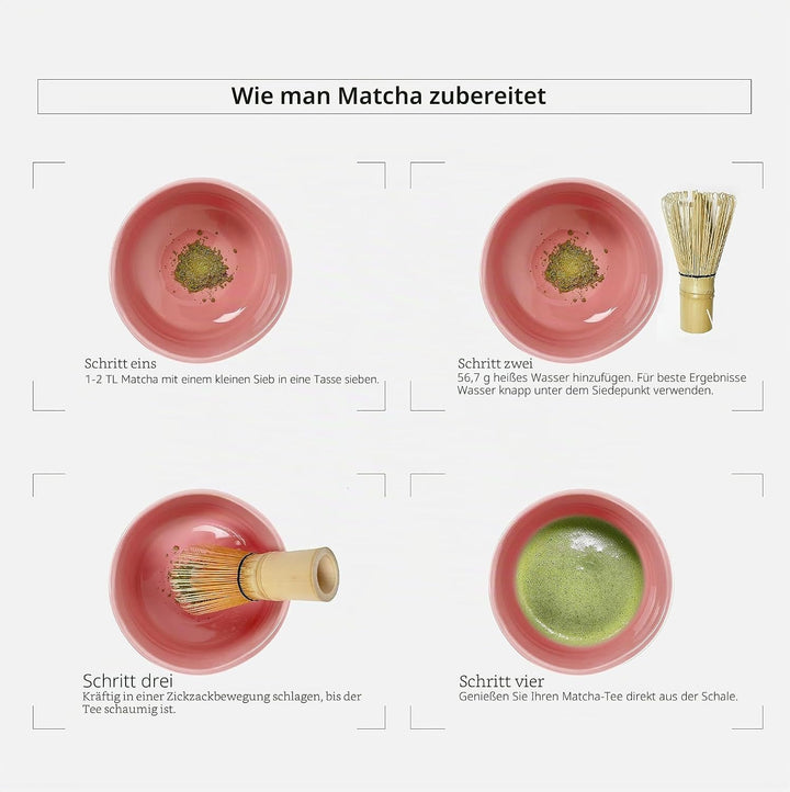Keramik Matcha Schale, Handgefertigte Japanische Grüntee Tasse, Matcha Teeschale mit Schneebesen für