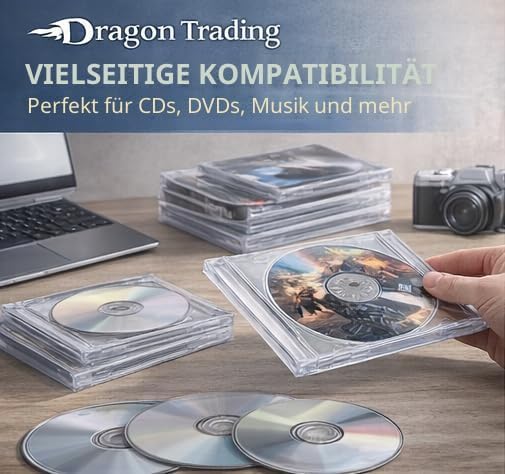 Transparente CD-/DVD-Hüllen (10,4 mm) für jeweils 1 CD/DVD (10er-Packung) von Dragon Trading®