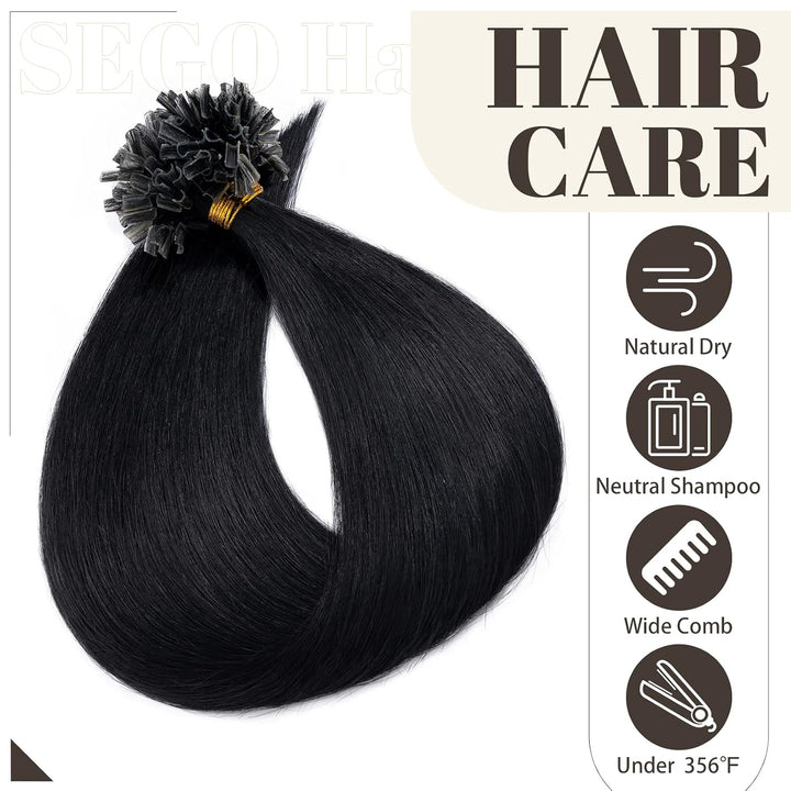 SEGO Bondings Extensions Echthaar 0.5g/Strähnen Haarverlängerung Keratin U-Tip Glue 100 Strähnen 100