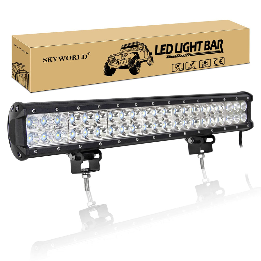 SKYWORLD led zusatzscheinwerfer bar, Zweireihiges wasserdicht 20 Zoll 50cm 126W Scheinwerfer Flutlic