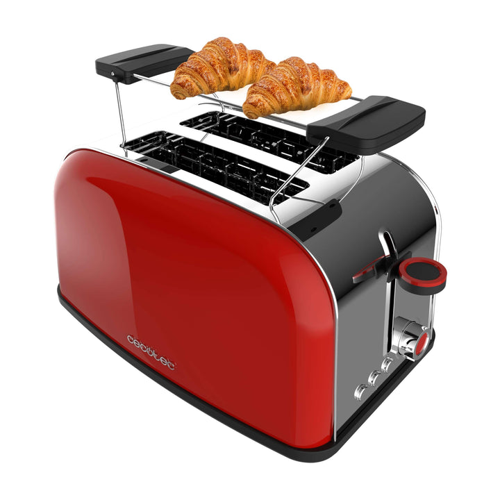 Cecotec Vertikaler Toaster Toastin' time 850 Red, 850W, Doppelter Kurzschlitz und breiter Schlitz vo