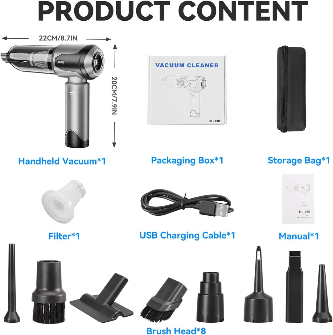 Handstaubsauger, 22000Pa Handstaubsauger Akku, Autostaubsauger mit Bürstenloser Motor, Auto Kabellos