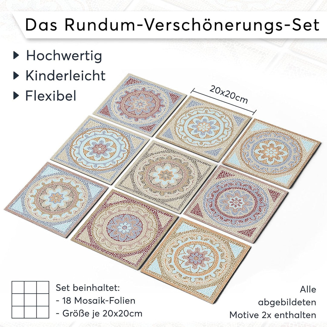 Fliesen Mosaik [ Fliesen Folie für Boden ] - Sticker Aufkleber Folie für Bodenfliesen - Bad oder Küc