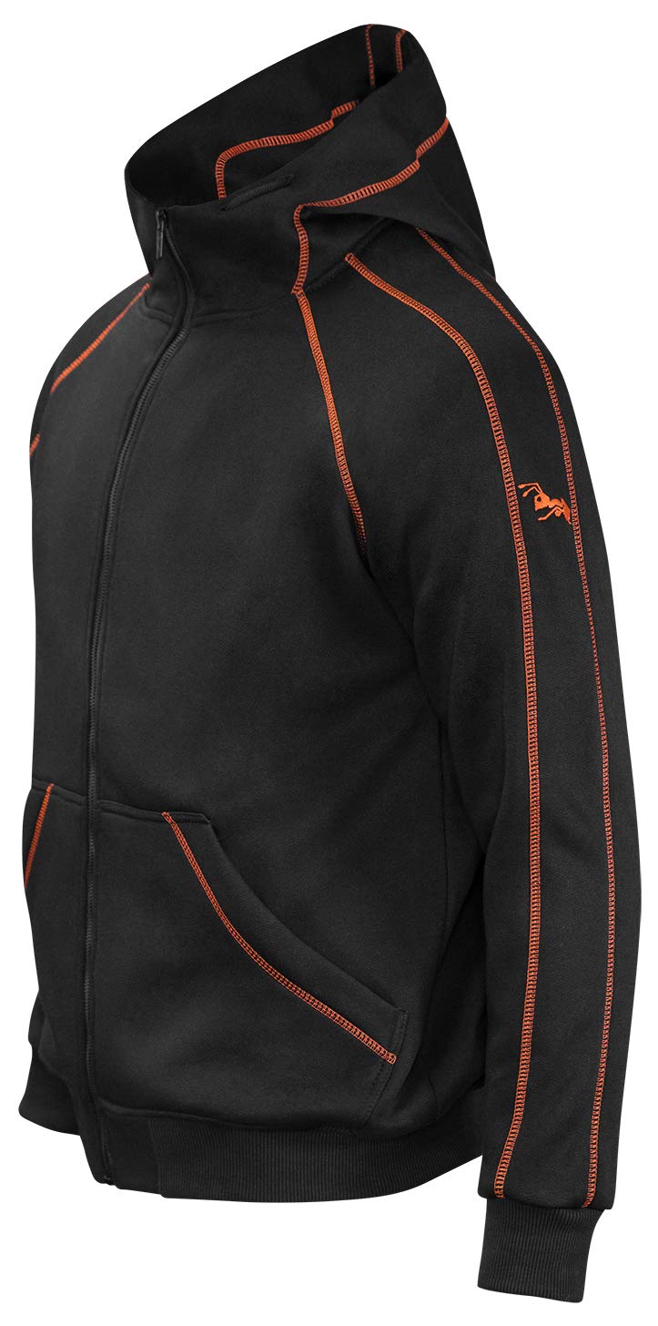 strongAnt Hoodie mit Reissverschluss für Herren warme Fleece Jacke mit Kapuze XS Schwarz / Orange, X