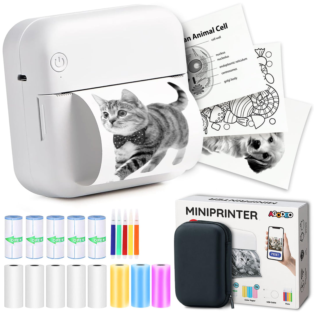 Mini Drucker Geschenkset - 300 DPI HD Qualität - Sofort PrintPod - Fotodrucker für Smartphone - Blue