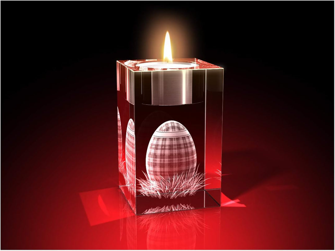 GLASFOTO.COM, MacEi im Schottenrock Teelicht, 50 x 80 x 50 mm, Kristallglas 3D Innengravur in Premiu