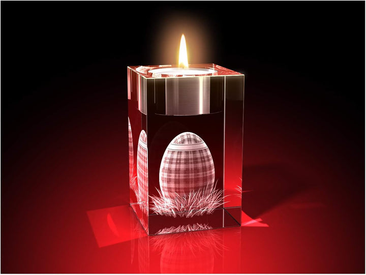 GLASFOTO.COM, MacEi im Schottenrock Teelicht, 50 x 80 x 50 mm, Kristallglas 3D Innengravur in Premiu