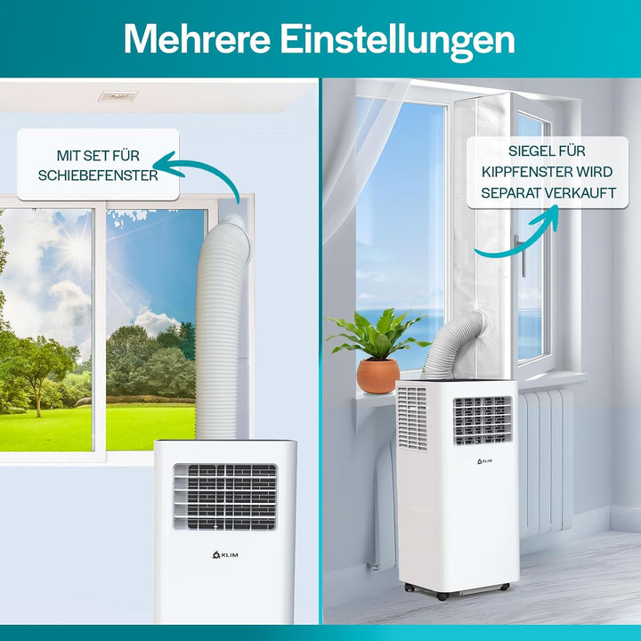 KLIM K9000-3-In-1 KLIMaanlage Mobil - Fernbedienung - Mit Integrierter Entfeuchtungsfunktion, Ventil