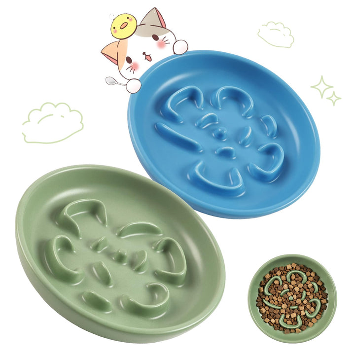 2 Stück Futternapf Katze, Katzennapf Keramik, Schlingnapf Katze, Slow Feeder, Whiskerfreundlicher Ka