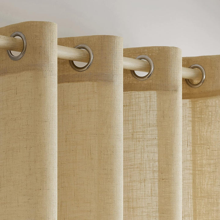 MIULEE Gardinen Vorhänge mit ösen Voile Vorhang Modern Leinenoptik Halbtransparent für Wohnzimmer Kü