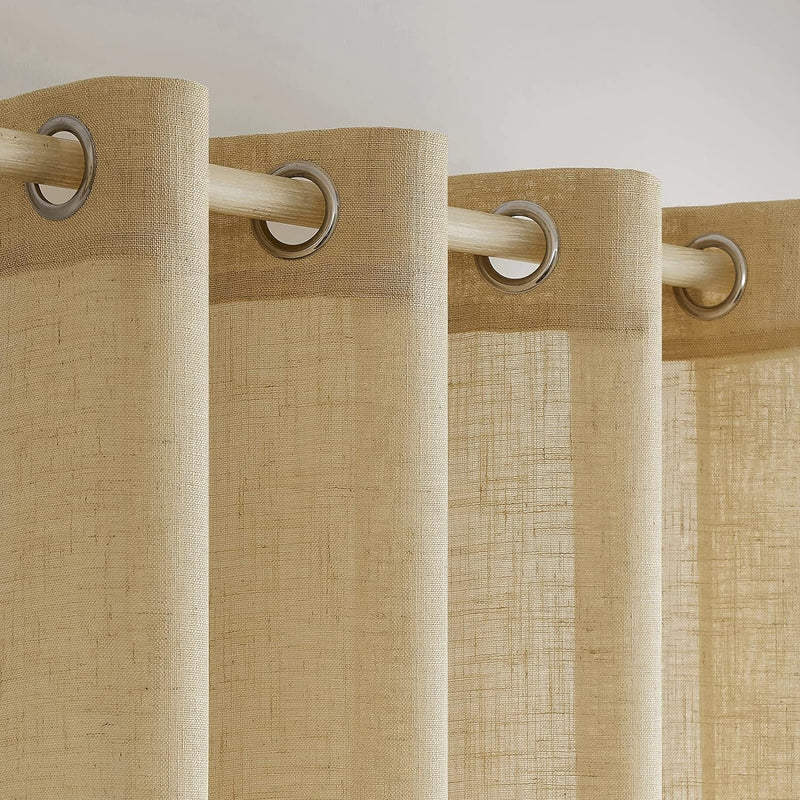 MIULEE Gardinen Vorhänge mit ösen Voile Vorhang Modern Leinenoptik Halbtransparent für Wohnzimmer Kü