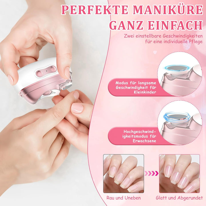 Elektrischer Nagelknipser,4-in-1-Nagelknipser Elektrisch mit Polieren und UV Einbrennlampe,Elektrisc