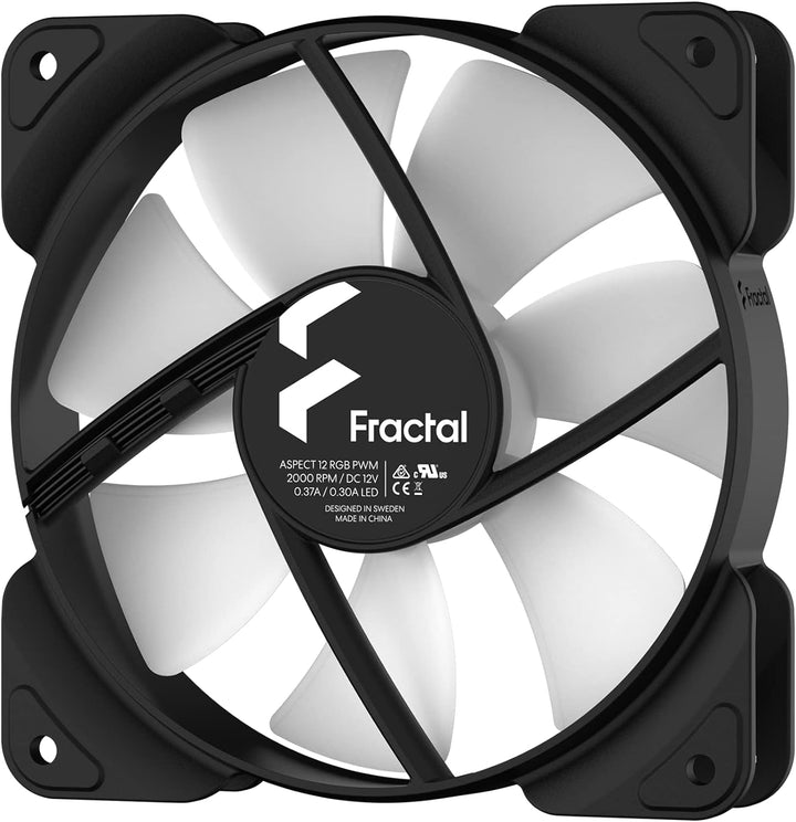 Fractal Design Aspect 12 RGB 120 mm PWM Wide 500-2000 RPM Range Black Frame Computer Fan RGB PWM, RG