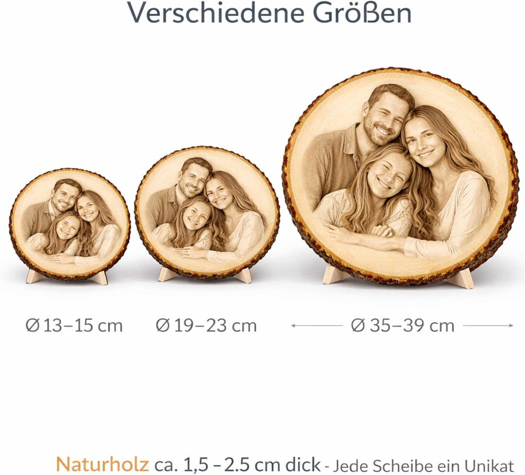 Baumscheibe mit Gravur personalisiert ab 13 cm - Holzscheibe mit Foto & Text - Fotogeschenke für Hoc