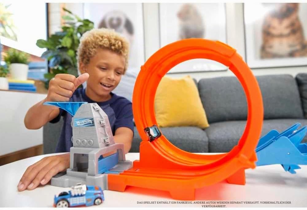 Hot Wheels GTV13 - Loop Stunt Champion Track-Set mit 1 Hot Wheels Fahrzeug im Massstab 1:64, Spielze