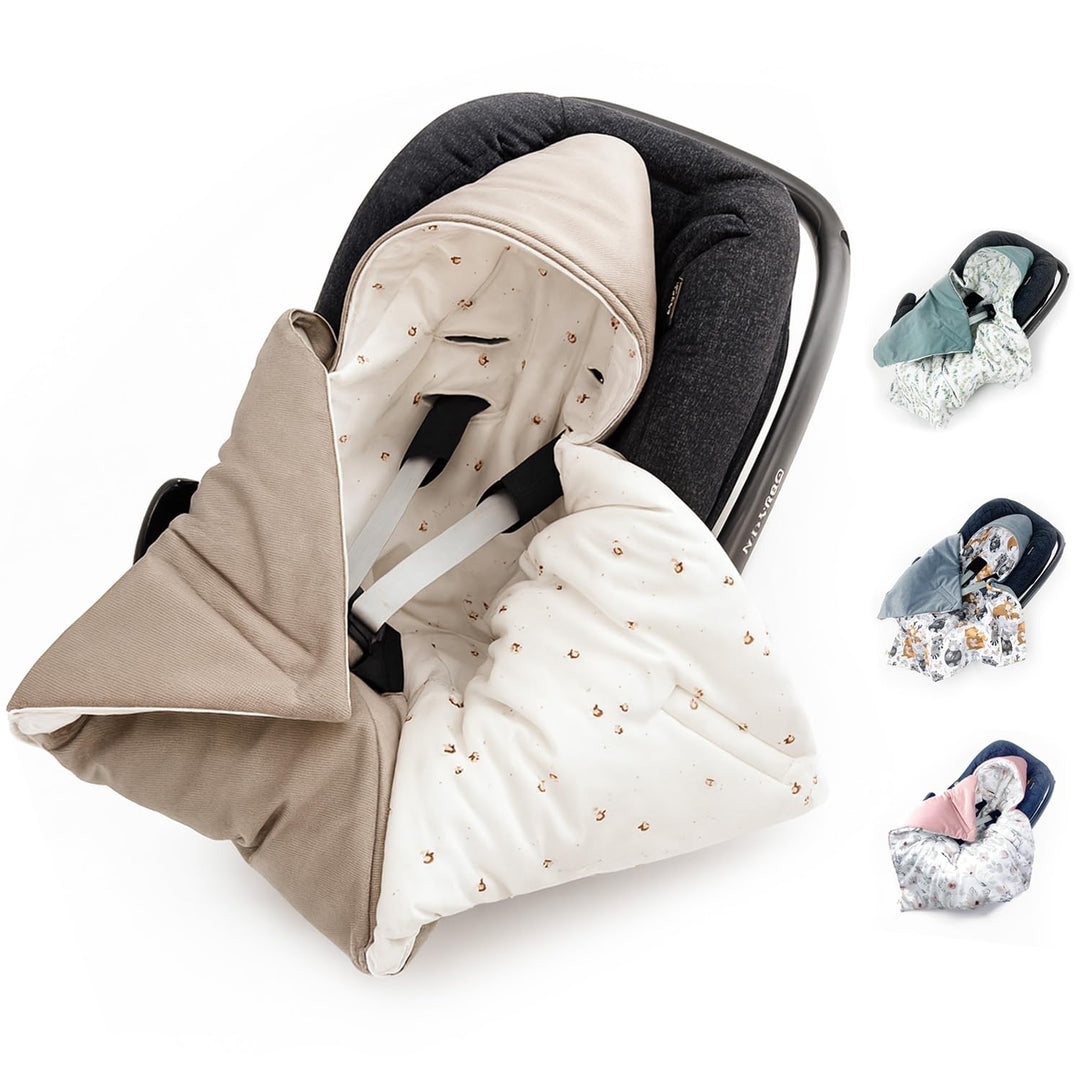 BABEES© Wattierte Velvet Winter Einschlagdecke mit Füllung für Babyschale Autositz, Universal,Baby D