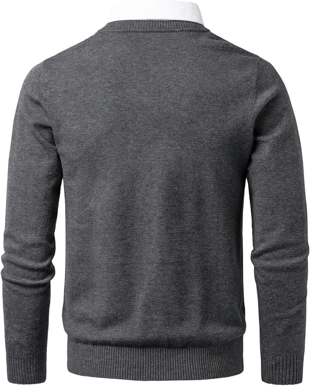 Herren Strick Pullover V Ausschnitt Strickpullover Feinstrick Mock Hemdkragen Strickwaren Lange Ärme