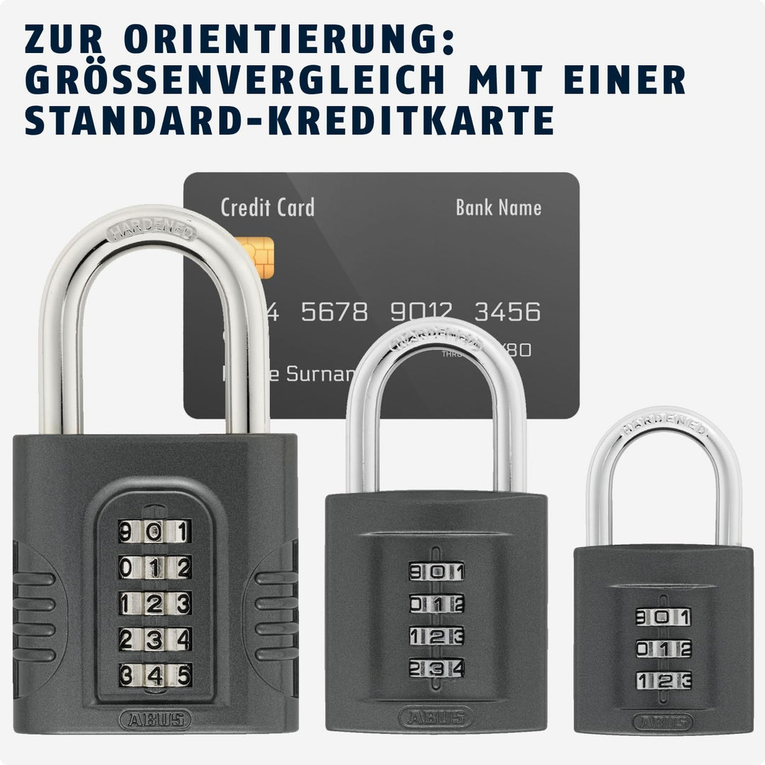 ABUS Zahlenschloss 158/65 - Vorhängeschloss mit Zinkgussdruck-Gehäuse - mit individuell einstellbare