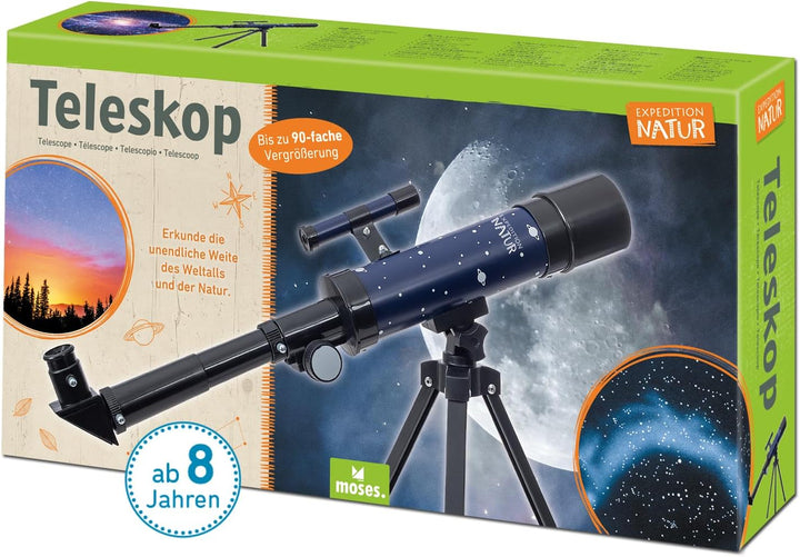 moses. Expedition Natur Teleskop, Teleskop Starter-Set für Kinder mit bis zu 90facher Vergrösserung,