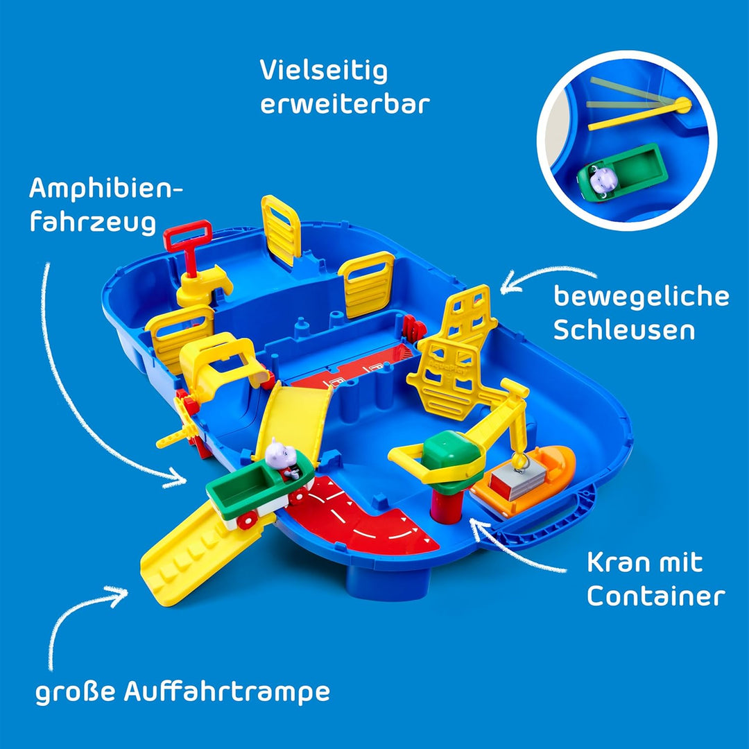 AquaPlay - LockBox - Wasserbahn als Transportkoffer mit 27 Teilen, Spieleset inklusive 1 Hippo Wilma