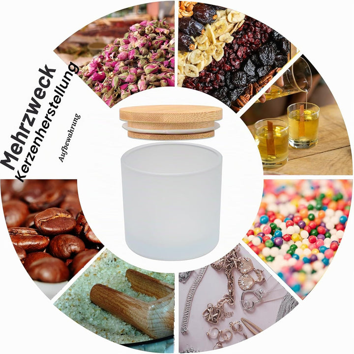 MILIVIXAY 20 Stück 118 ml Milchglas-Kerzengläser mit Deckel und Kerzenherstellungs-Kits – Grosspacku