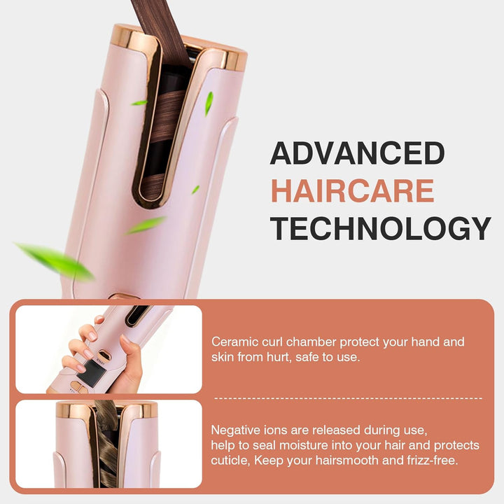 Automatischer Lockenstab, Tragbarer Kabelloser Automatischer Lockenstäbe Automatisch Rotierender Loc