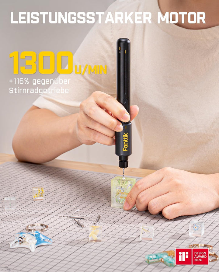 Fanttik K2 Nano 3,7 V Elektro-Mini-Bohrstift, Mini Bohrmaschine mit 20 Bohrern, 800-mAh-Akku, DIY Ha