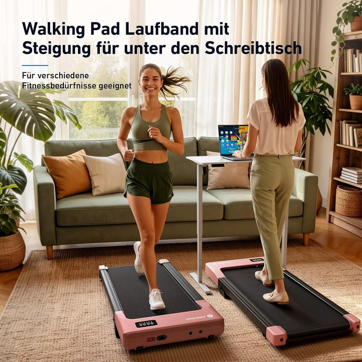 DeerRun Walking Pad mit 6% Steigung, Unter-Schreibtisch-Laufband für Home Office und Zuhause, Kompak
