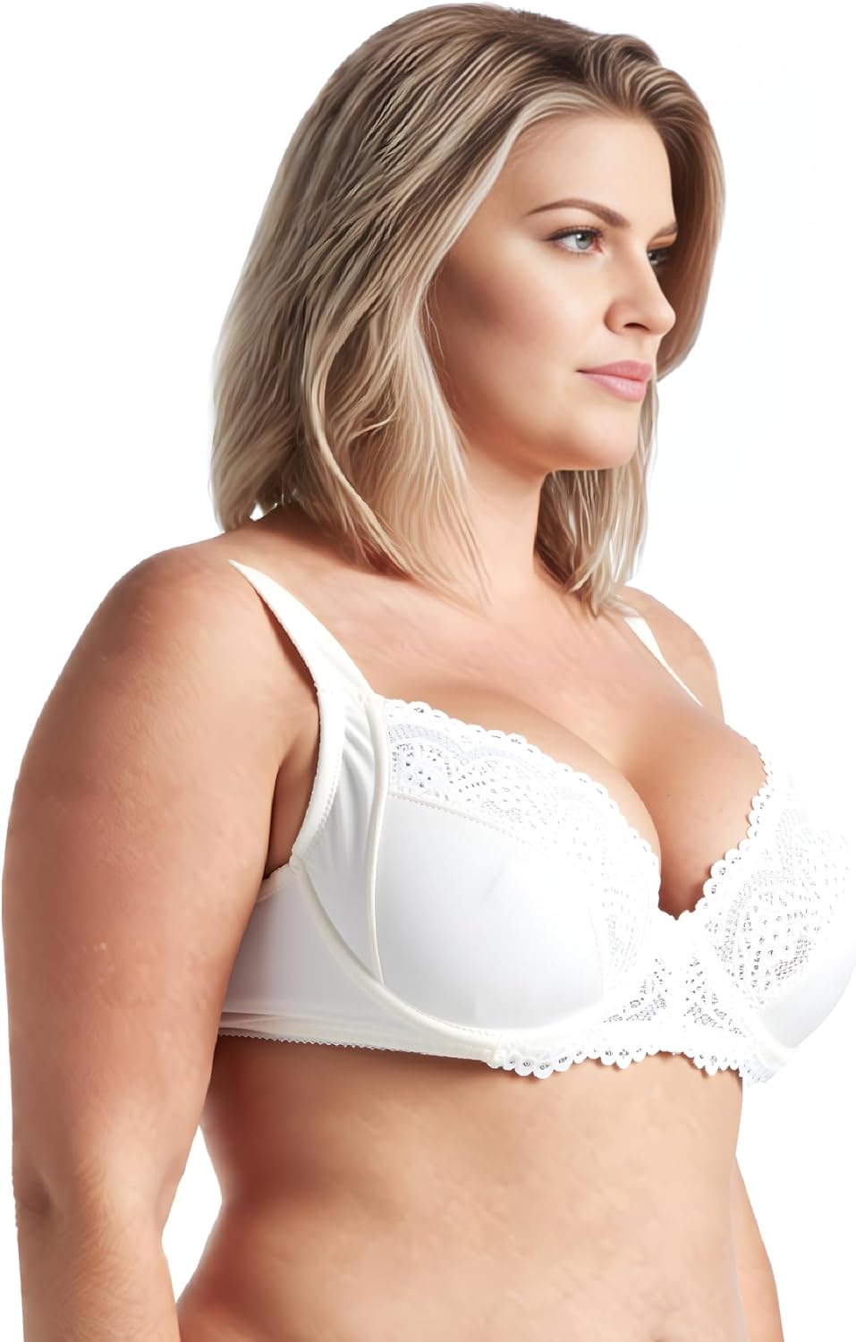 Curve Muse Übergrösse Ungefüttert Bügel Spitzen-BH mit gepolsterten Schultergurten-2er Pack 75B Elfe