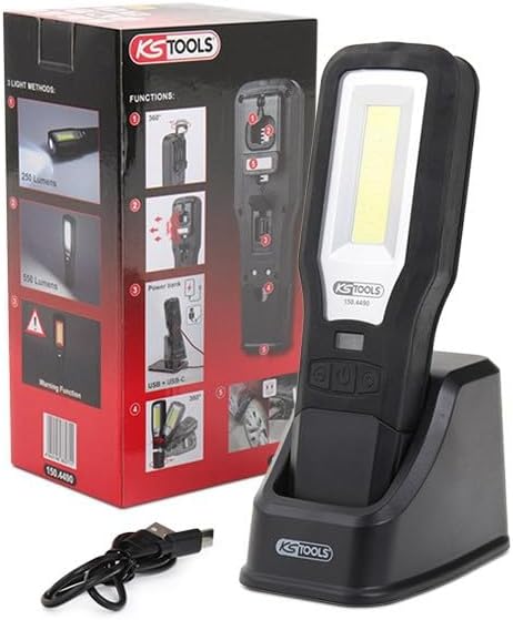 KS Tools 150.4490 Mobile Werkstatt-Handlampe, knickbar, 550 Lumen