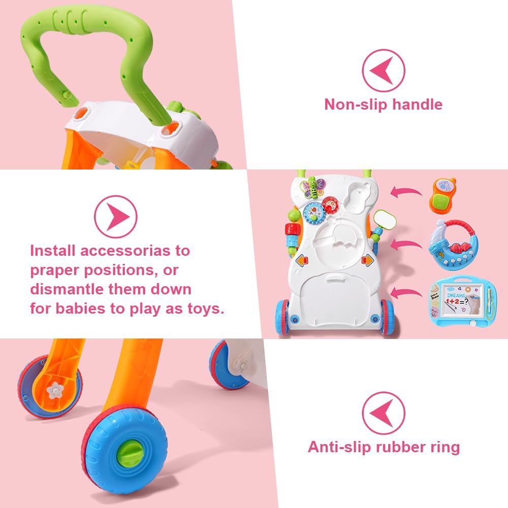 Aolso Lauflernwagen, Baby Spiel und Laufwagen mit regulierbarer Geschwindigkeit, Baby Walker Gehhilf