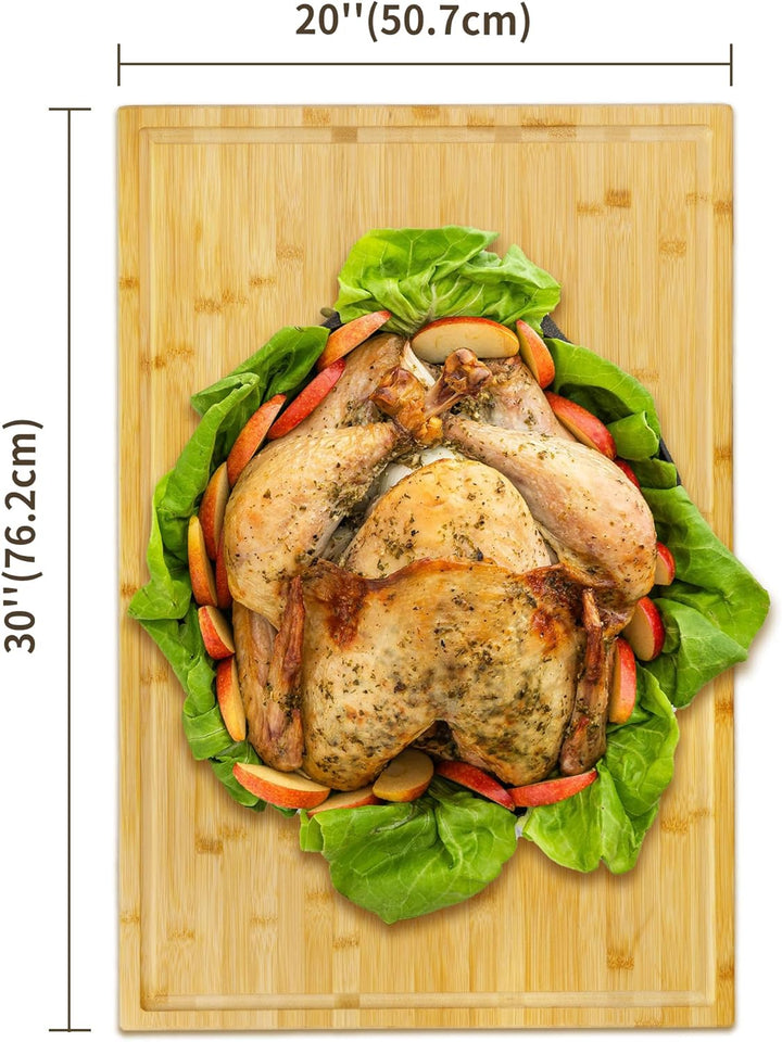 Utoplike Extra grosses Schneidebrett 76.2 x 50.7 x 2.5cm, Bambus-Schneidebretter für Küche, XL Big B