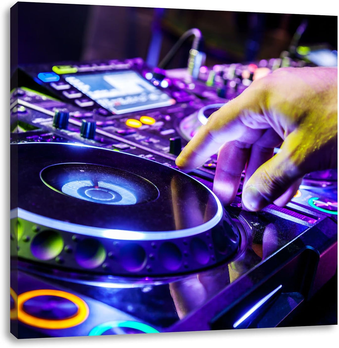 Pixxprint DJ Plattenteller Cool Music, Format: 70x70 auf Leinwand, 70x70