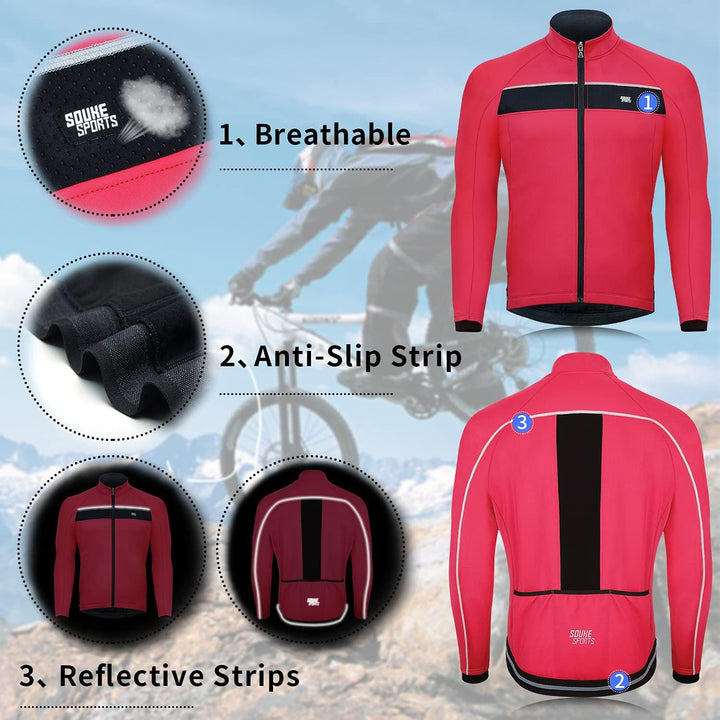 Souke Sports Fahrradjacke Herren Winter Thermo Radjacke Winddichte & wasserdichte mit Reflektierende
