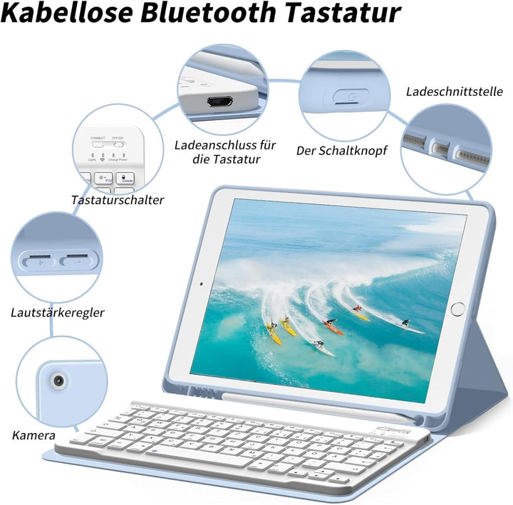 ZOYU Hülle mit Tastatur für iPad 9. Generation 2021/iPad 8. Generation 2020/iPad 7. Generation 2019,
