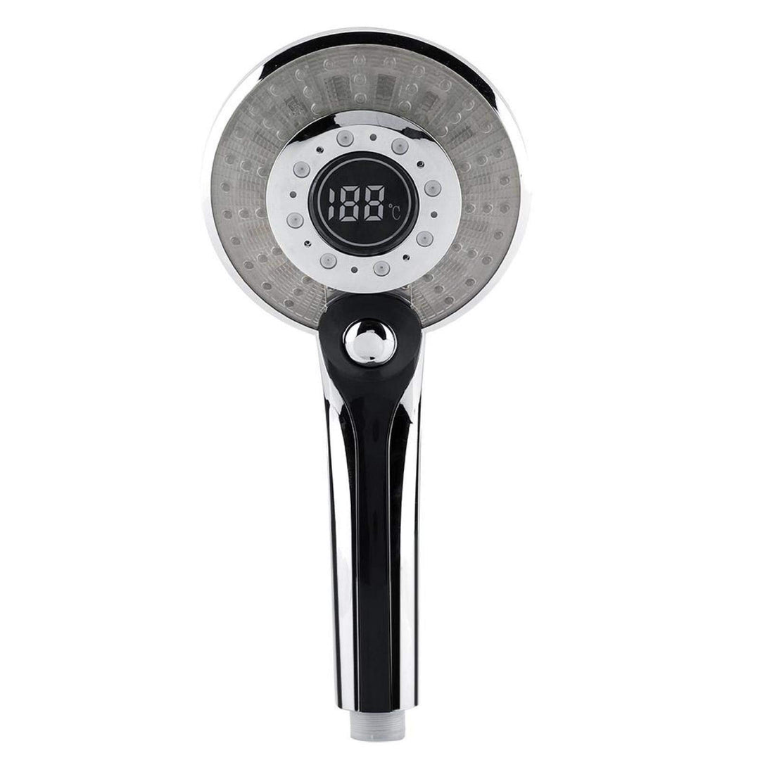 Duschkopf Led, 3 Farben Farbwechsel Temperaturregelung, Digitales LCD-Display, Handbrause mit Digita