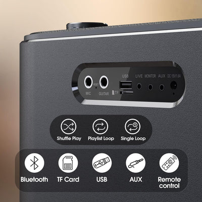 120W (150W PIEK) Bluetooth Lautsprecher mit Mikrofon, W-King 3-Wege Musikbox Bluetooth Box Gross Bas