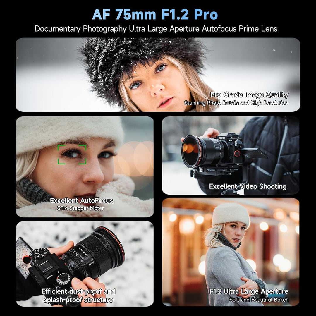 VILTROX 75mm f/1.2 XF-Objektiv für Fuji-X-Mount, F1.2 Weitwinkel-APS-C-Festbrennweitenobjektiv für F