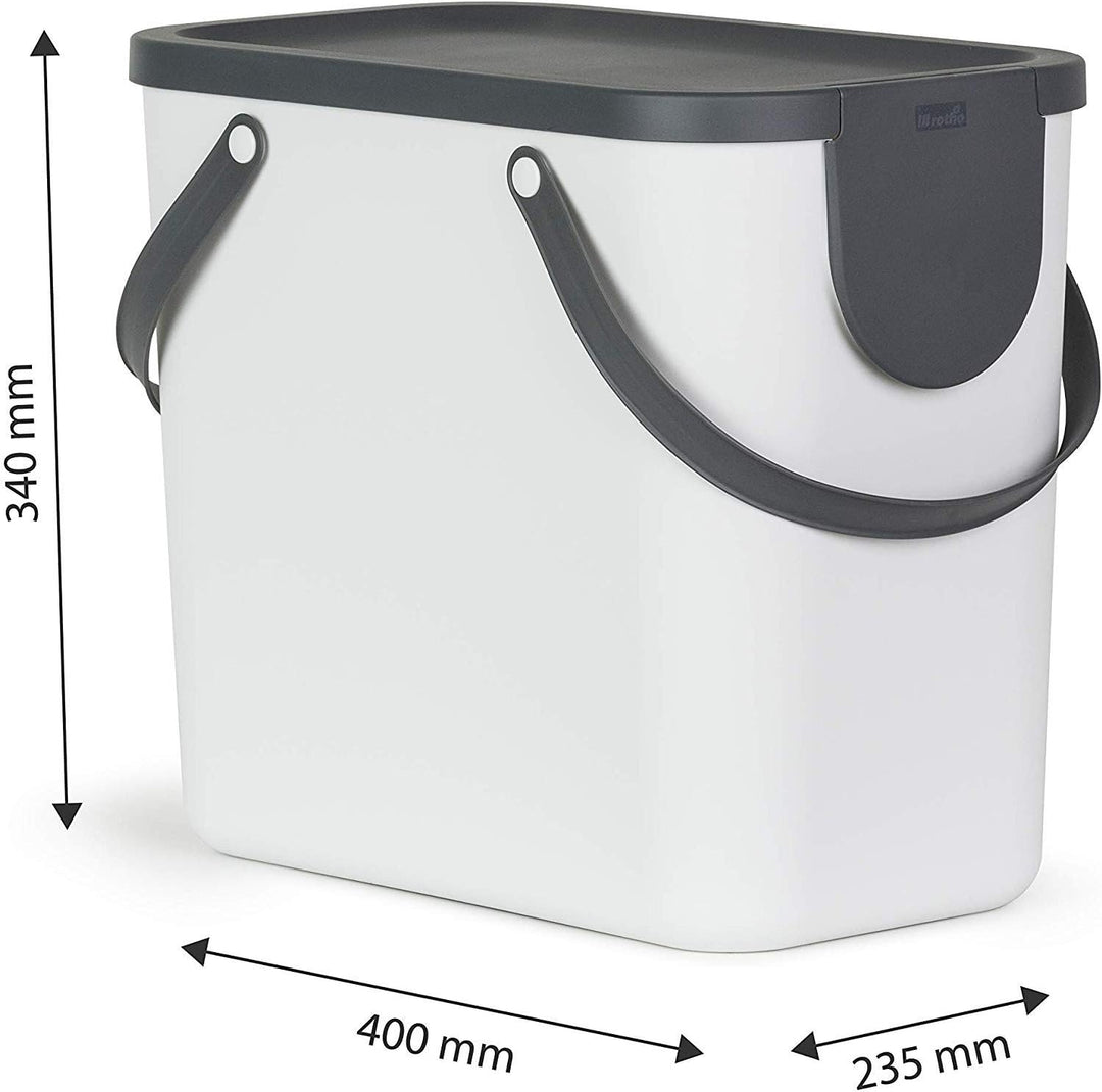 Rotho Albula Mülltrennungssystem 25l für die Küche, Kunststoff (PP) BPA-frei, weiss/anthrazit, 25l (